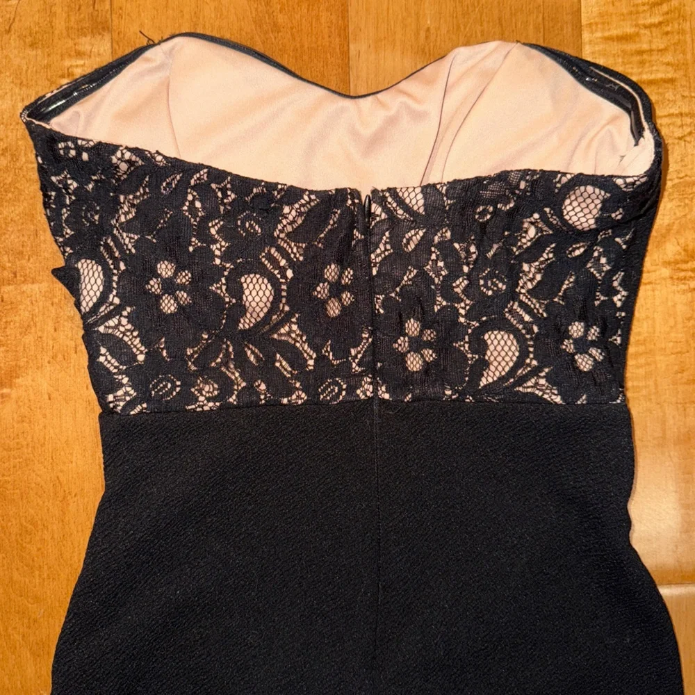 Mystic Los Angeles Black and Cream with Lace Strapless Mini Dress - Picture 5 of 8